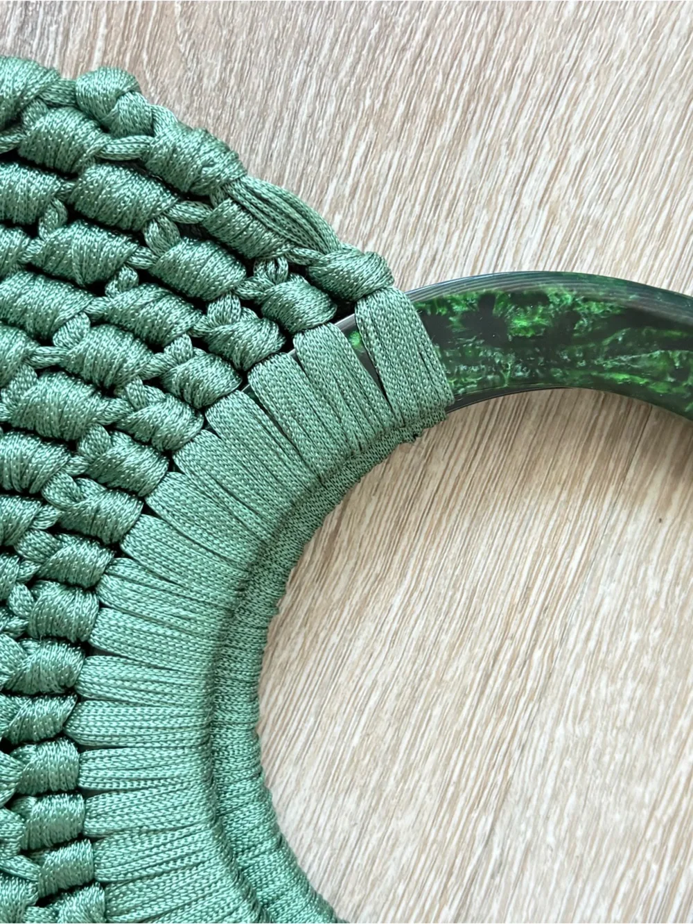Cult Gaia Green Macrame Angelou Fringe Handbag with Ring Handle (rare) one size
